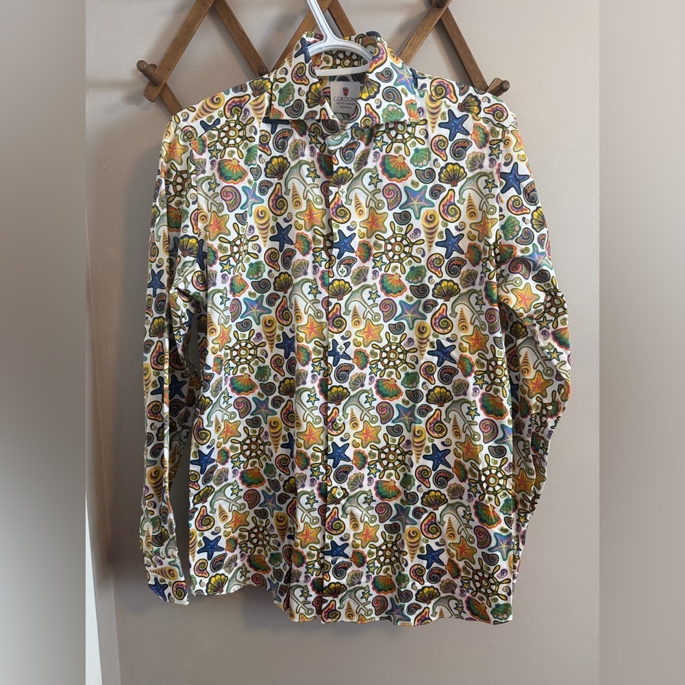 Cordone 1956 Handmade Italy Nautical Sailboat Print Shirt - 15.5 M